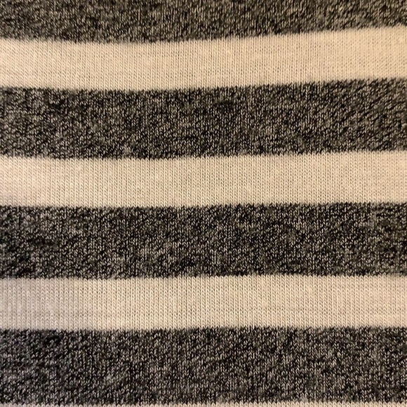 Sleeveless grey & white stripped mid length dress - Picture 3 of 4